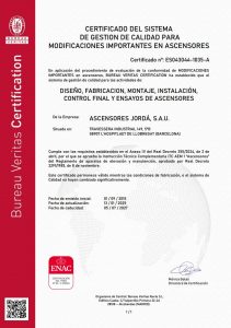 certificado sistema gestion calidad-iso modificacion ascensores